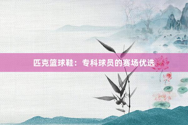 匹克篮球鞋：专科球员的赛场优选